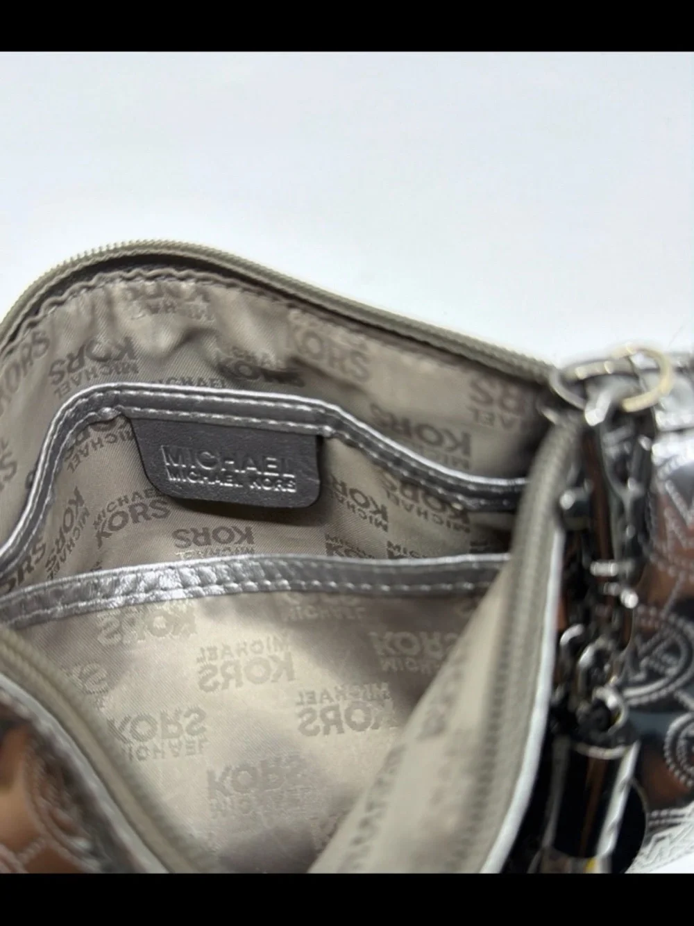 Limited Edition Michael Kors Cosmetic Metalli Monogram Logo Makeup Cosmetic Bag